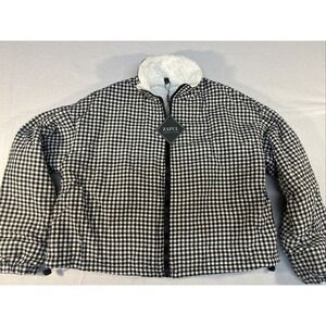 Zaful Plaid Bomber Jacket, Black, And White. Teddy Liner.‎ Large
